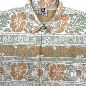 Rum Reggae Button Down Shirt Mens M‎ Green Santa Barbara Water Polo Hawaiian